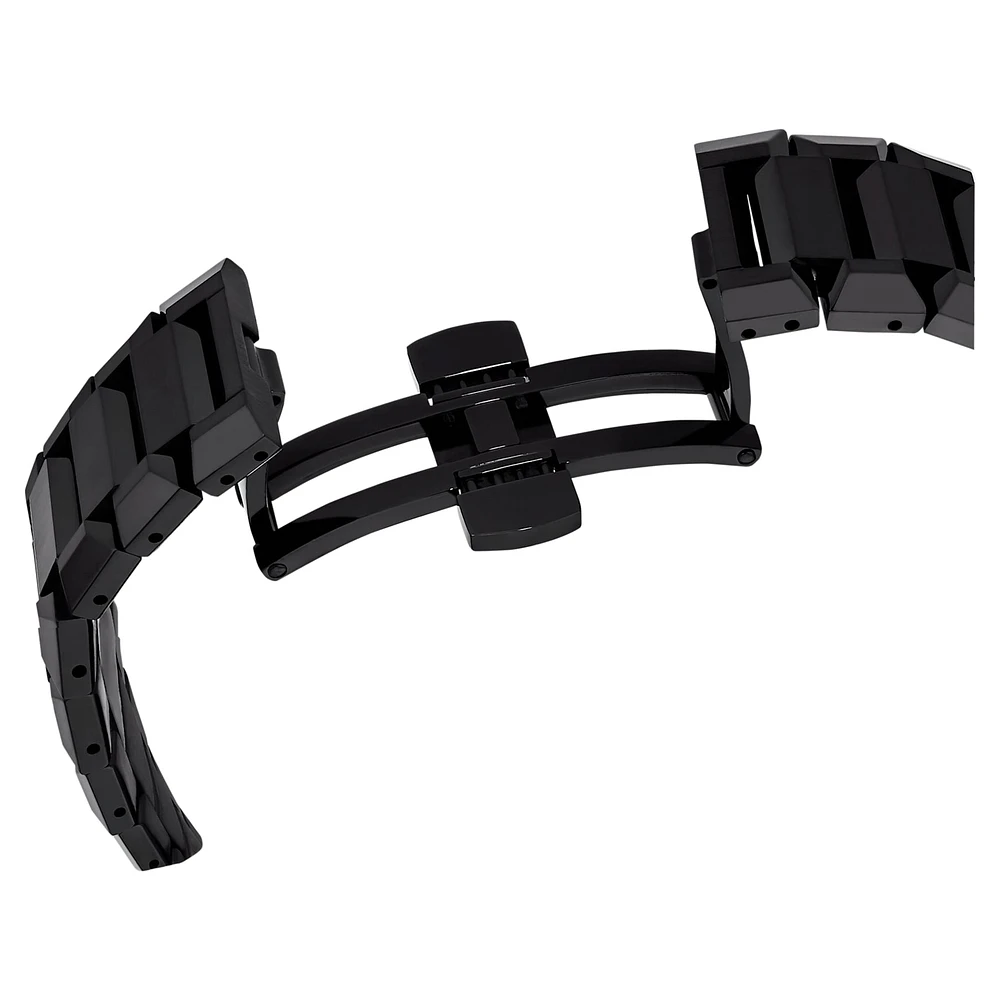 Dextera chrono watch, 39mm, Swiss Made, Metal bracelet, Black, Black finish by SWAROVSKI