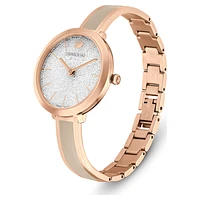 Crystalline delight watch, Swiss Made, Metal bracelet, Grey, Rose gold-tone finish by SWAROVSKI