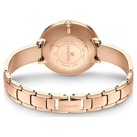 Crystalline delight watch, Swiss Made, Metal bracelet, Grey, Rose gold-tone finish by SWAROVSKI