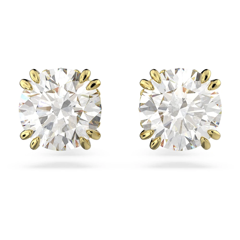 Constella stud earrings, Round cut, White
