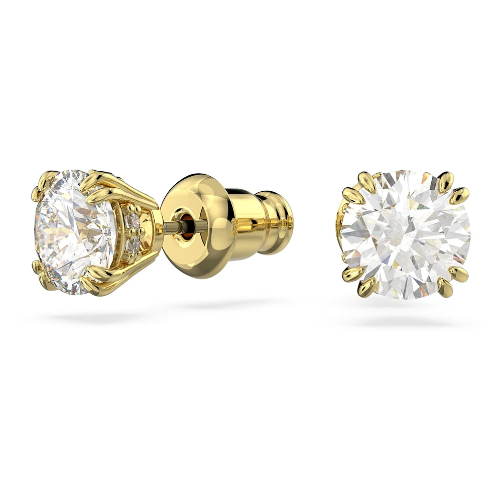 Constella stud earrings, Round cut, White
