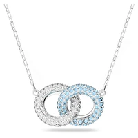 Dextera necklace, Pavé, Intertwined circles, Blue, Rhodium plated by SWAROVSKI