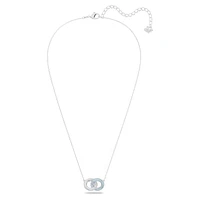 Dextera necklace, Pavé, Intertwined circles, Blue, Rhodium plated by SWAROVSKI