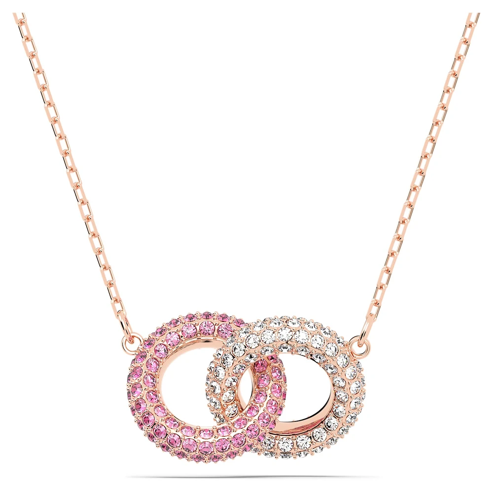 Dextera necklace, Intertwined circles, Pink, Rose gold-tone plated by SWAROVSKI
