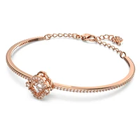 Swarovski Sparkling Dance bangle, Clover, White, Rose gold-tone plated by SWAROVSKI