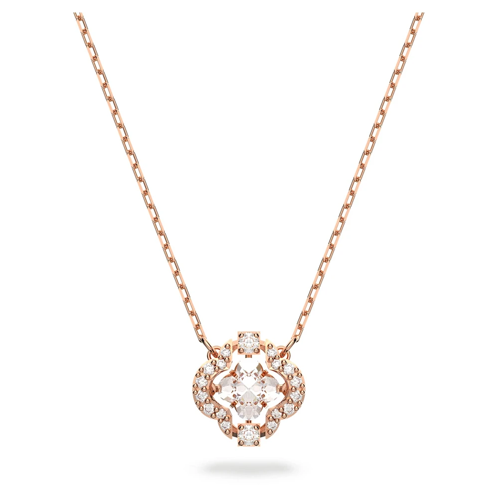 Swarovski Sparkling Dance necklace, Clover, White, Rose gold-tone plated by SWAROVSKI