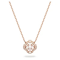 Swarovski Sparkling Dance necklace, Clover, White, Rose gold-tone plated by SWAROVSKI