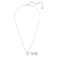 Swarovski Sparkling Dance set, Mixed cuts, Clover, White, Rose gold-tone plated by SWAROVSKI