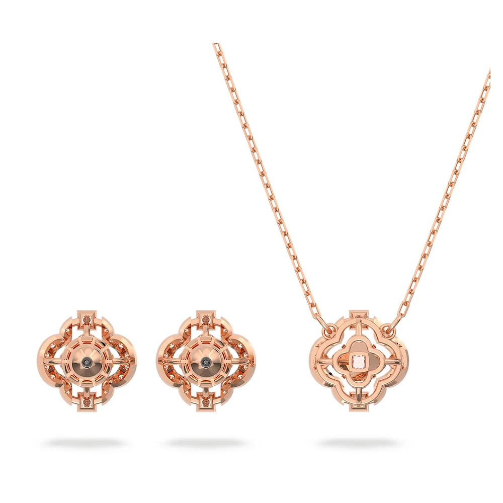 Swarovski Sparkling Dance set, Mixed cuts, Clover, White, Rose gold-tone plated by SWAROVSKI