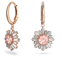Idyllia drop earrings, Mixed cuts, Sun, Pink, Rose gold-tone plated by SWAROVSKI