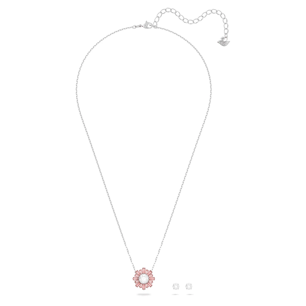 Idyllia set, Mixed cuts, Sun, Pink, Rhodium plated by SWAROVSKI