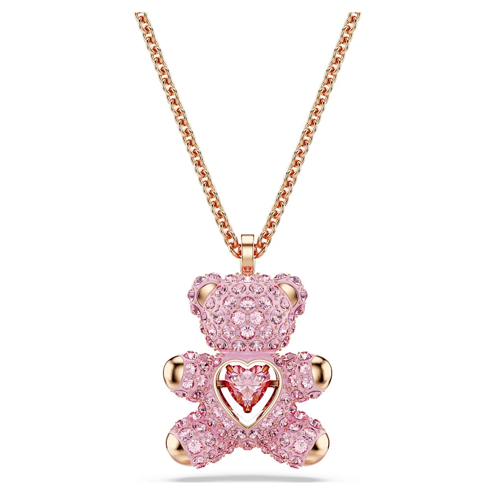 Teddy pendant, Bear, Pink, Rose gold-tone plated by SWAROVSKI