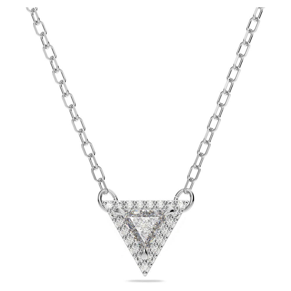 Stilla necklace, Triangle cut, White, Rhodium plated by SWAROVSKI