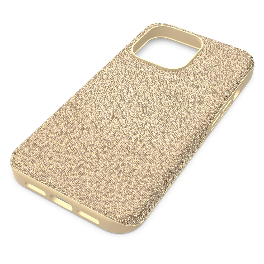 High smartphone case, iPhone® 13 Pro, Gold tone by SWAROVSKI
