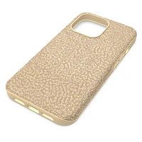 High smartphone case, iPhone® 13 Pro, Gold tone by SWAROVSKI
