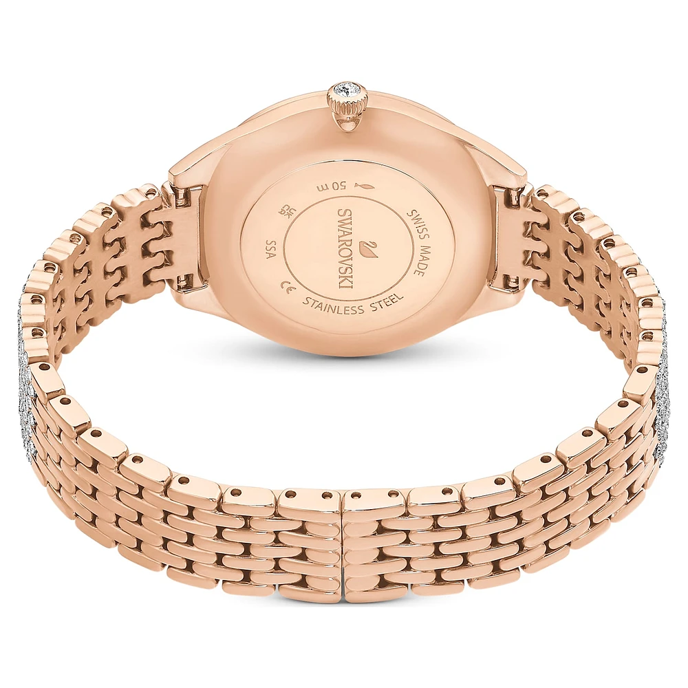 Attract watch, Swiss Made, Full pavé, Crystal bracelet, Rose gold tone, Rose gold-tone finish by SWAROVSKI