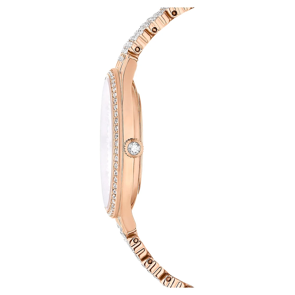 Attract watch, Swiss Made, Full pavé, Crystal bracelet, Rose gold tone, Rose gold-tone finish by SWAROVSKI