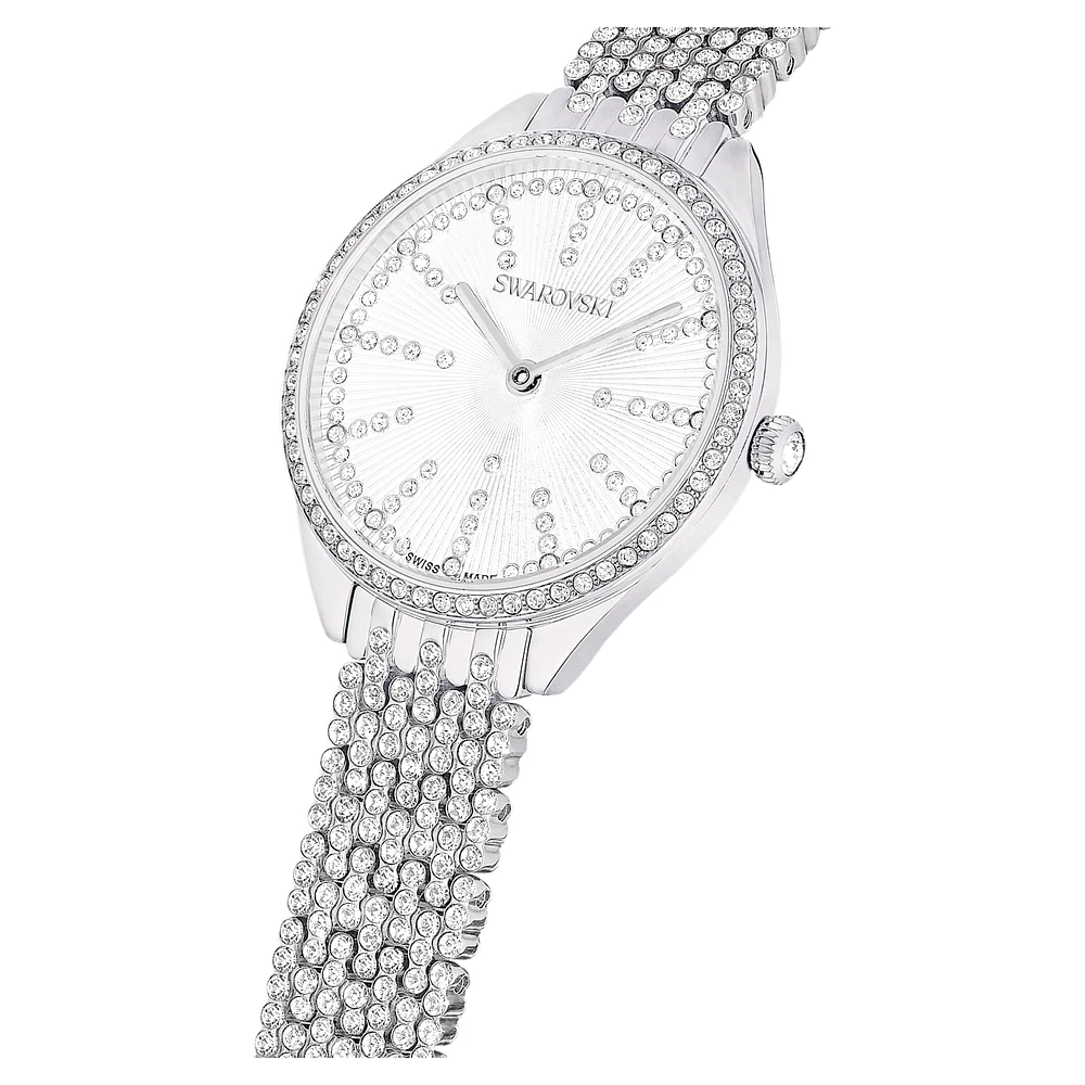 Attract watch, Swiss Made, Full pavé, Crystal bracelet, Silver Tone, Stainless steel by SWAROVSKI