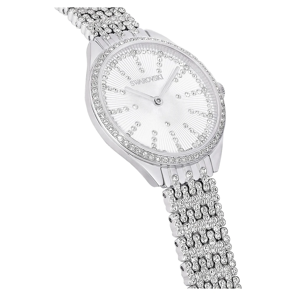 Attract watch, Swiss Made, Full pavé, Crystal bracelet, Silver Tone, Stainless steel by SWAROVSKI