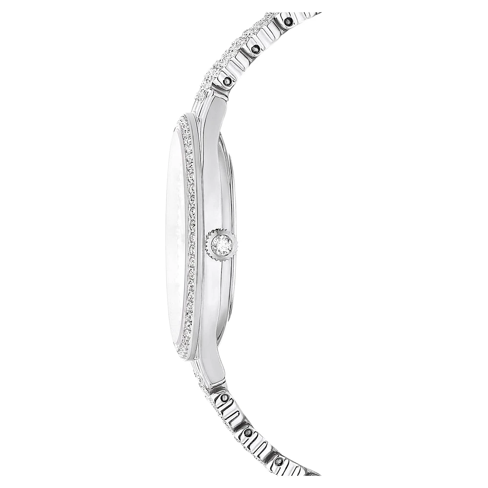 Attract watch, Swiss Made, Full pavé, Crystal bracelet, Silver Tone, Stainless steel by SWAROVSKI