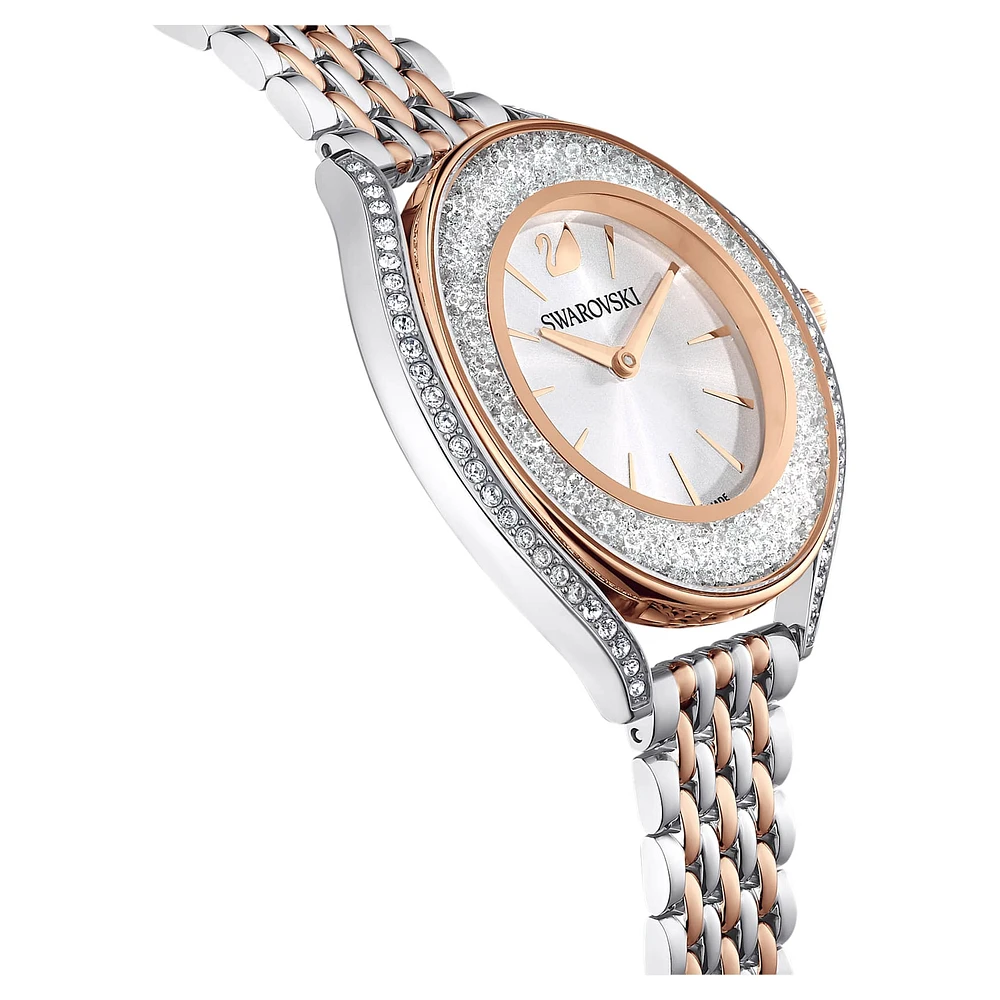 Crystalline Aura watch, Swiss Made, Metal bracelet, Rose gold tone, Mixed metal finish by SWAROVSKI