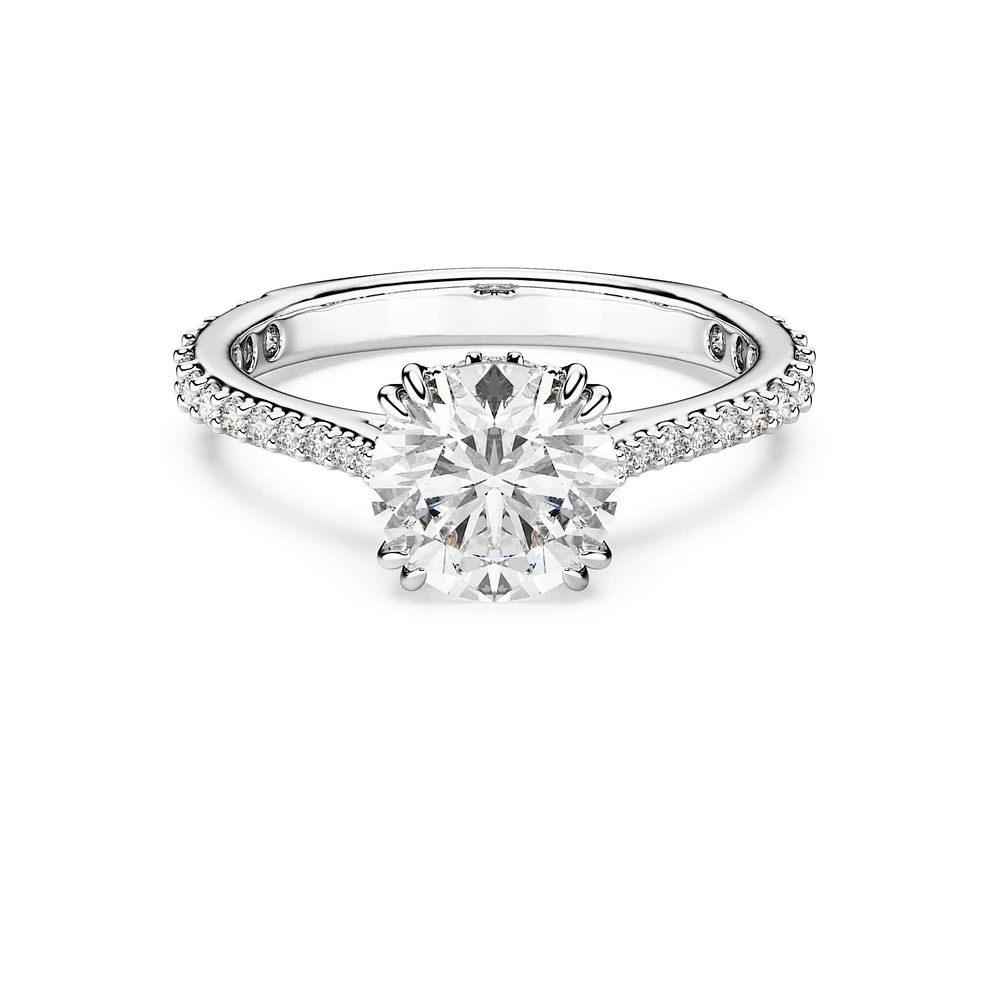 Constella cocktail ring, Round cut, Pavé, White