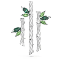 Dellium brooch, Bamboo, Green, Rhodium plated by SWAROVSKI