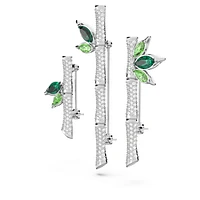 Dellium brooch, Bamboo, Green, Rhodium plated by SWAROVSKI