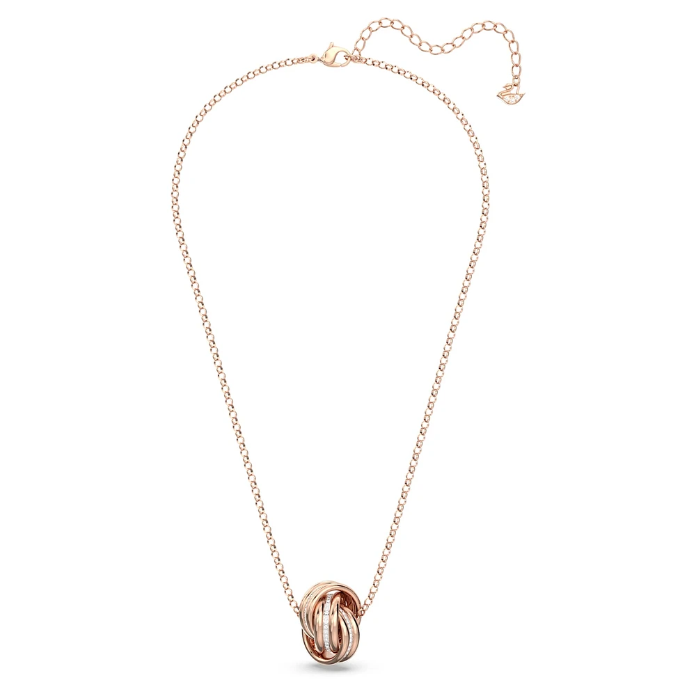 Further pendant, Intertwined circles, White, Rose gold-tone plated by SWAROVSKI