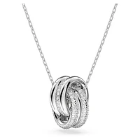 Further pendant, Intertwined circles, Small, White, Rhodium plated by SWAROVSKI