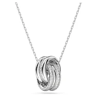 Further pendant, Intertwined circles, Small, White, Rhodium plated by SWAROVSKI