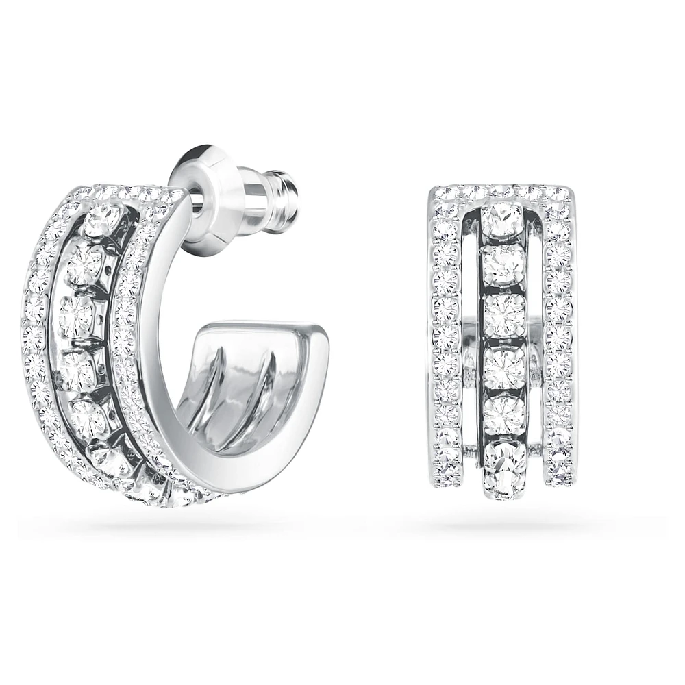 Further hoop earrings, White, Rhodium plated by SWAROVSKI
