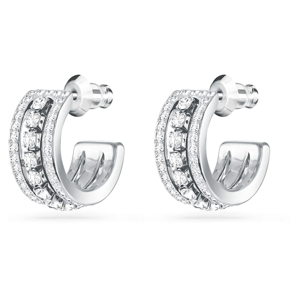 Further hoop earrings, White, Rhodium plated by SWAROVSKI