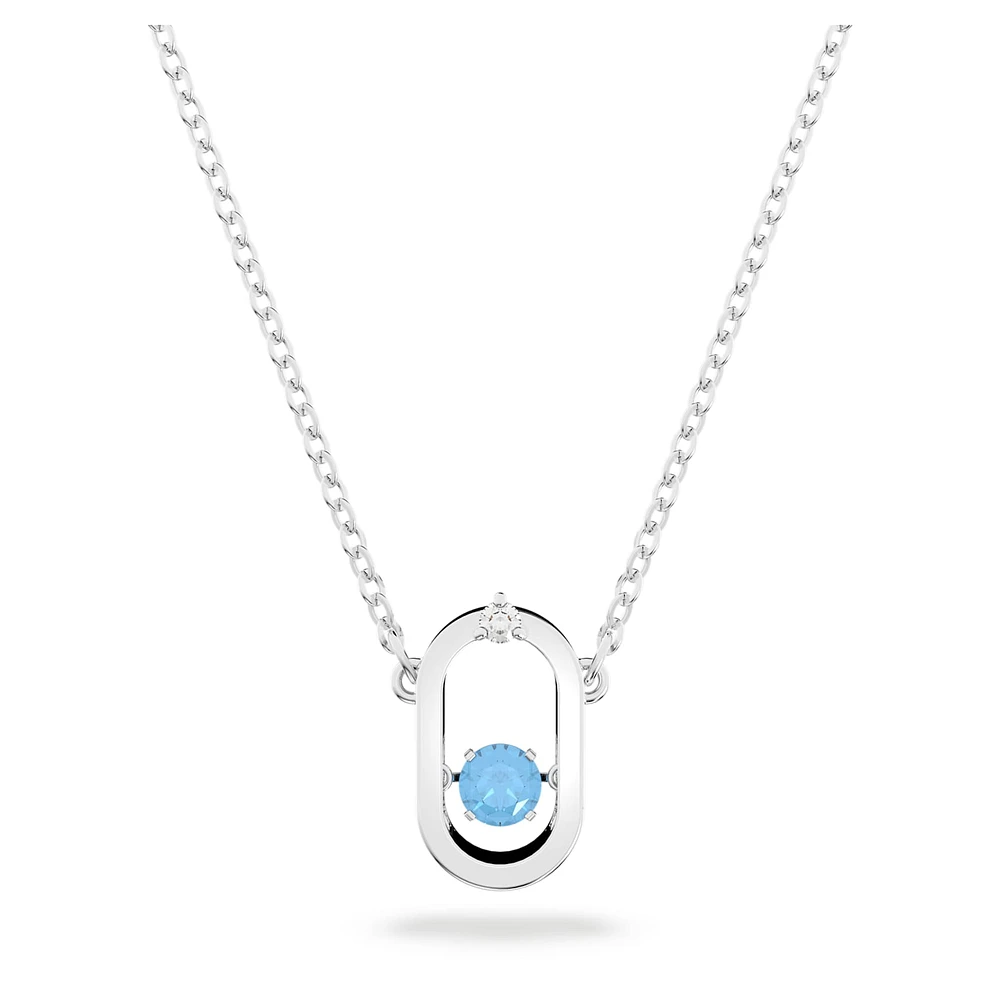 Una necklace, Round cut, Oval shape, Blue, Rhodium plated by SWAROVSKI