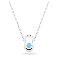 Una necklace, Round cut, Oval shape, Blue, Rhodium plated by SWAROVSKI