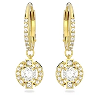 Swarovski Sparkling Dance drop earrings, Round cut, White, Gold-tone plated by SWAROVSKI