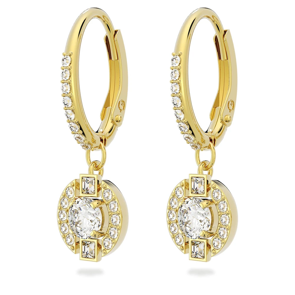 Swarovski Sparkling Dance drop earrings, Round cut, White, Gold-tone plated by SWAROVSKI