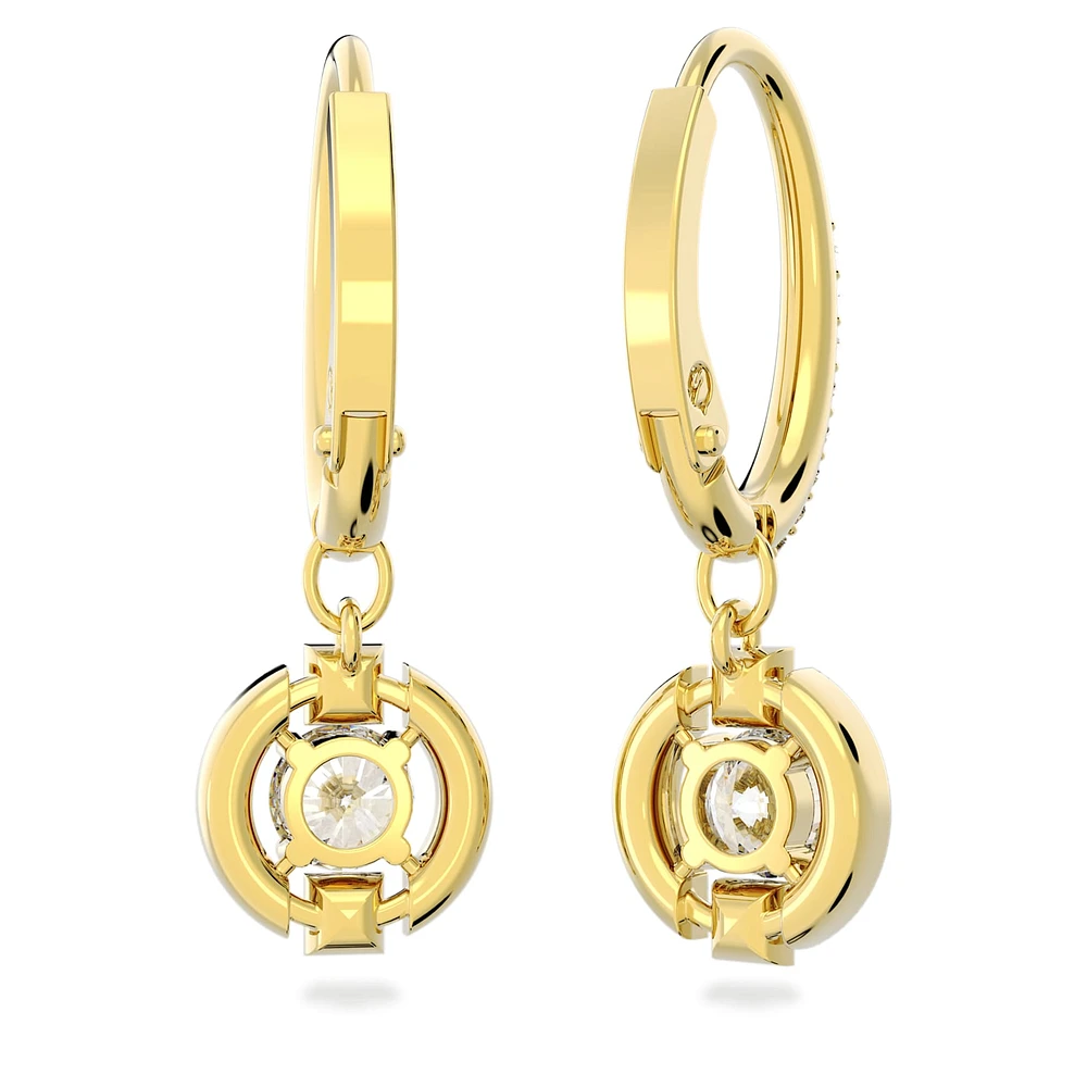 Swarovski Sparkling Dance drop earrings, Round cut, White, Gold-tone plated by SWAROVSKI