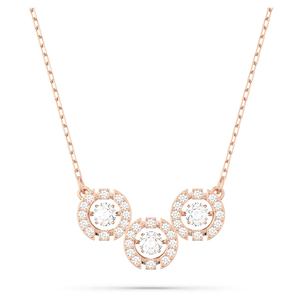 Swarovski Sparkling Dance Trilogy necklace, Round cut, White, Rose gold-tone plated by SWAROVSKI