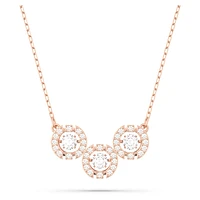 Swarovski Sparkling Dance Trilogy necklace, Round cut, White, Rose gold-tone plated by SWAROVSKI