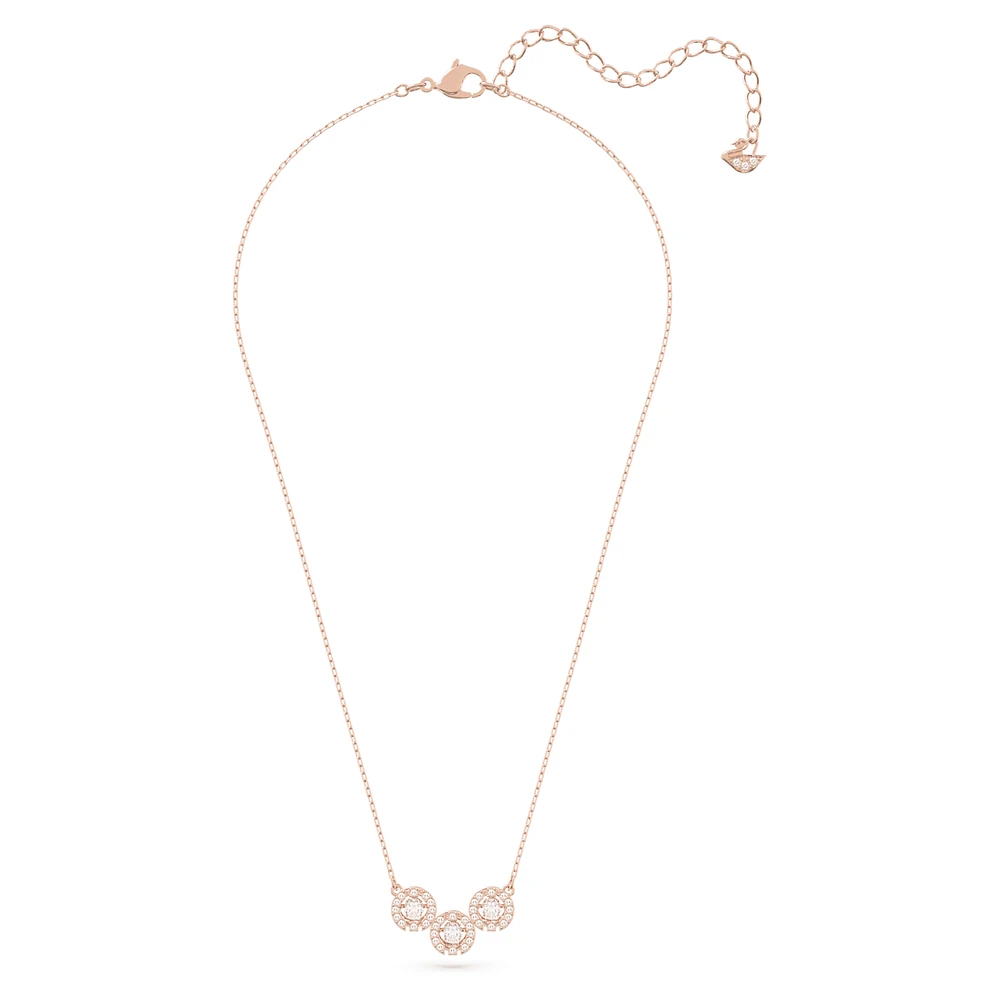 Swarovski Sparkling Dance Trilogy necklace, Round cut, White, Rose gold-tone plated by SWAROVSKI