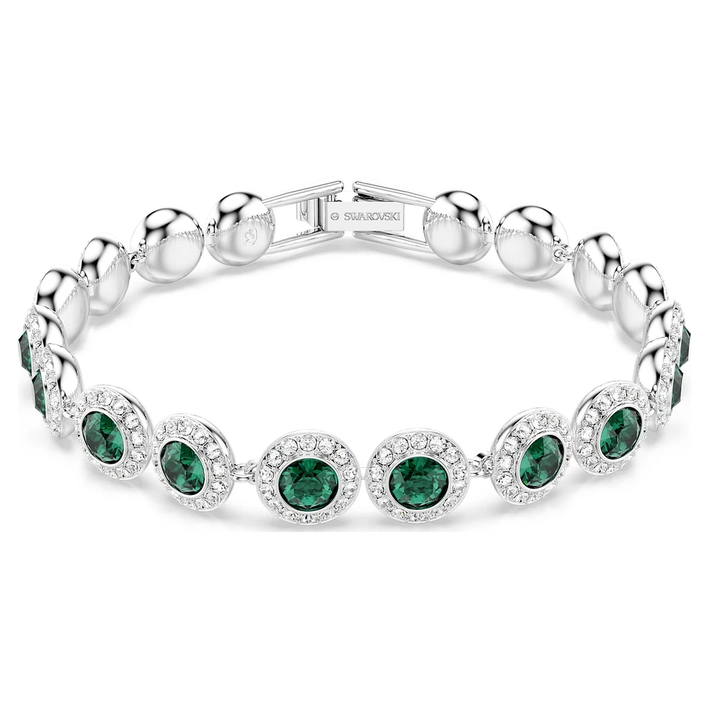 Una Angelic bracelet, Round cut, Pavé, Medium, Green, Rhodium plated by SWAROVSKI