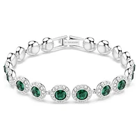 Una Angelic bracelet, Round cut, Pavé, Medium, Green, Rhodium plated by SWAROVSKI