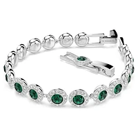 Una Angelic bracelet, Round cut, Pavé, Medium, Green, Rhodium plated by SWAROVSKI