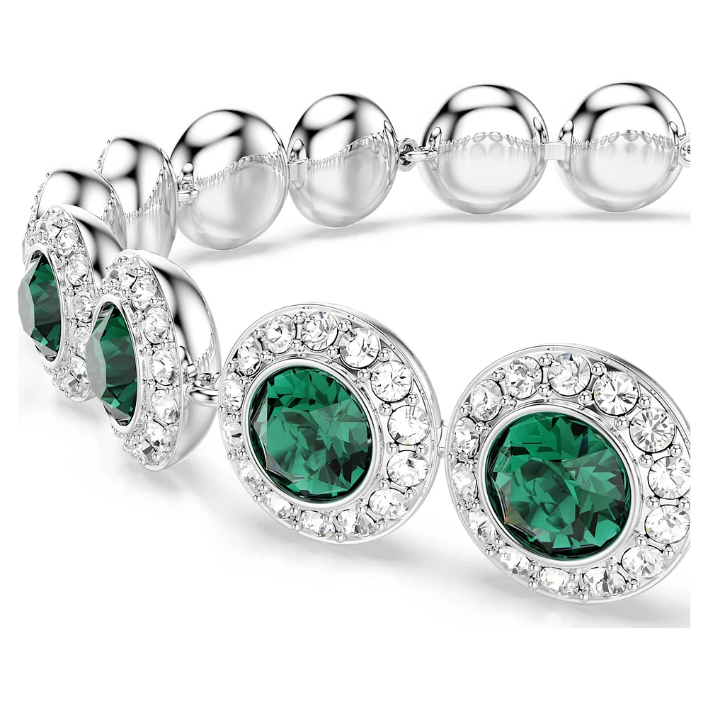 Una Angelic bracelet, Round cut, Pavé, Medium, Green, Rhodium plated by SWAROVSKI