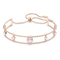 One bracelet, Mixed cuts, Heart, Pink, Rose gold-tone plated by SWAROVSKI