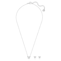 Attract set, Heart, White, Rhodium plated by SWAROVSKI