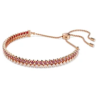 Matrix bracelet, Red, Rose gold-tone plated by SWAROVSKI