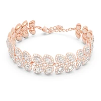 Baron bracelet, Leaf, White, Rose gold-tone plated by SWAROVSKI