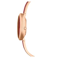 Crystalline delight watch, Swiss Made, Metal bracelet, Red, Rose gold-tone finish by SWAROVSKI
